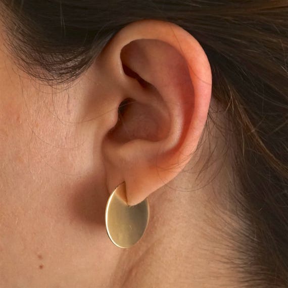 Modern earrings Minimalist earrings Bar circle ear studs Sterling silver circle earrings Round ear studs EBFN