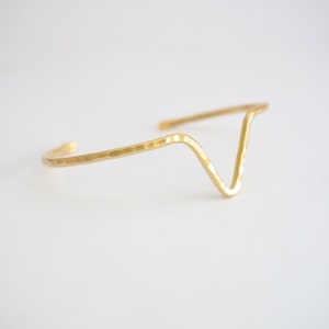 Hammered V Cuff bracelet brass geometric cuff thin arc simple modern, Chevron Cuff 0171