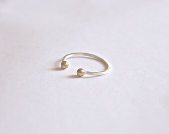 Double Silver Ball Ring Simple open ring,Open Ring,adjustable ring stacking ring 0078