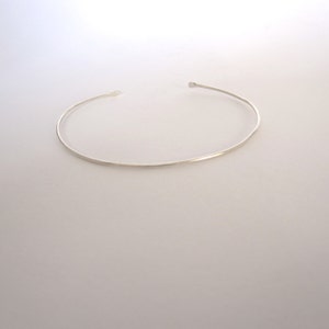 Thin Dainty 1.3mm Cuff Bracelet with Hammered Ends matte solid 0.925 sterling silver 0178 Virginia Wynne Designs VWD