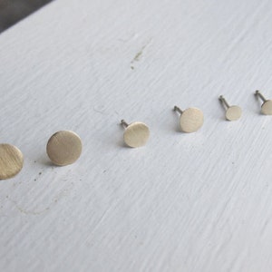 Brass Stud Earrings Set, 6mm, 5mm, 3mm, Sterling Silver Posts | Modern Geometric Earrings | Gift Ready Earrings | Small Earring Set | 0022