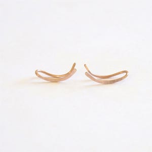 Curved Hammered Ear Climber Earrings 14k Solid Gold Sterling Silver Gold Filled Bar Line Ear Cuff Simple Minimalist Everyday Jewelry 0273