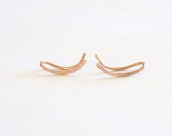 Curved Hammered Ear Climber Earrings 14k Solid Gold Sterling Silver Gold Filled Bar Line Ear Cuff Simple Minimalist Everyday Jewelry 0273