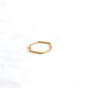 1mm Square Hexagon Ring square and thin sphere midi stacking ring dainty daily simple brass ring thin brass ring geometric rings 0215 image 1