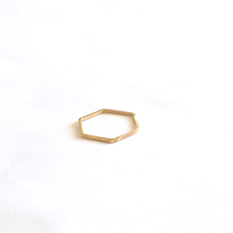 1mm Square Hexagon Ring square and thin sphere midi stacking ring dainty daily simple brass ring thin brass ring geometric rings 0215 image 1