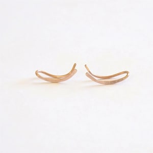 Curved Hammered Ear Climber Earrings 14k Solid Gold Sterling Silver Gold Filled Bar Line Ear Cuff Simple Minimalist Everyday Jewelry 0273