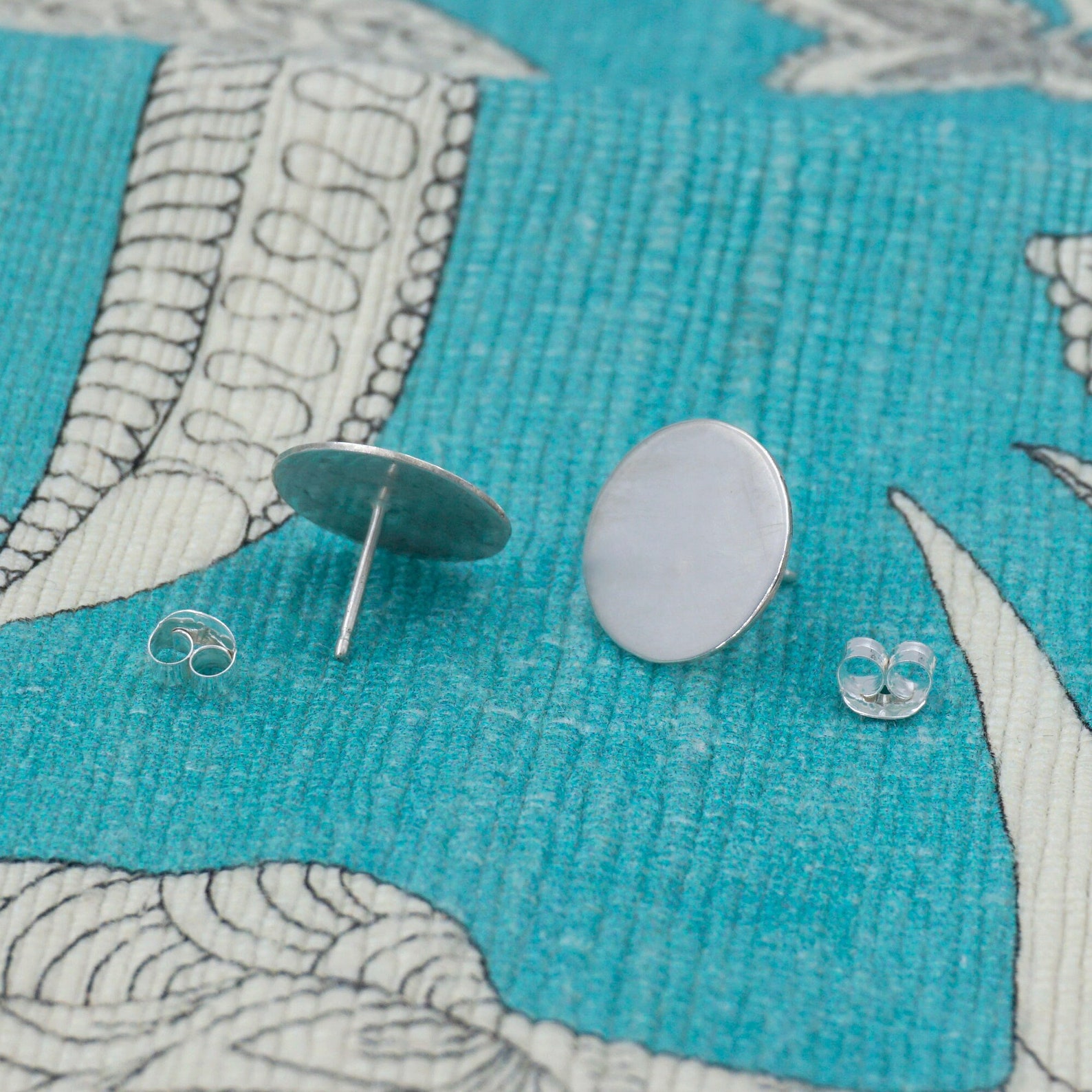 Round Circle Stud Earrings 925 Solid Sterling Silver Flat Etsy