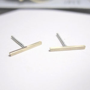 11mm Bar Stud Earrings Brass jewelry rectangle earring geometric earrings gift for her 0013