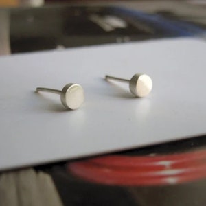 Mini Solid circle stud earrings 14k gold .925 sterling silver round minimalist geometric lightweight everyday 0014