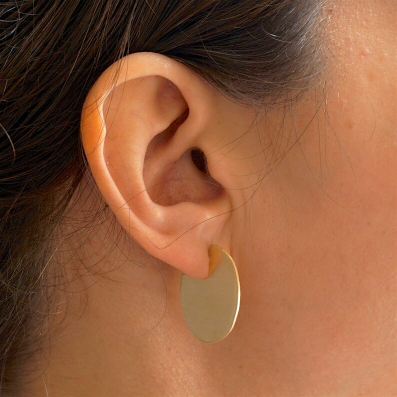 Large Oval Stud Earrings Solid Sterling Silver Pair Stud Etsy