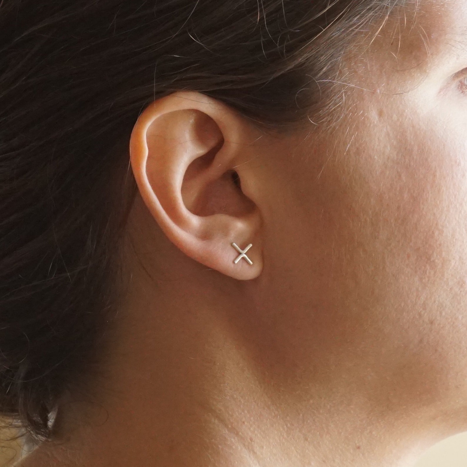 14K X and O Stud Earrings Small Sterling Silver Simple Modern Etsy