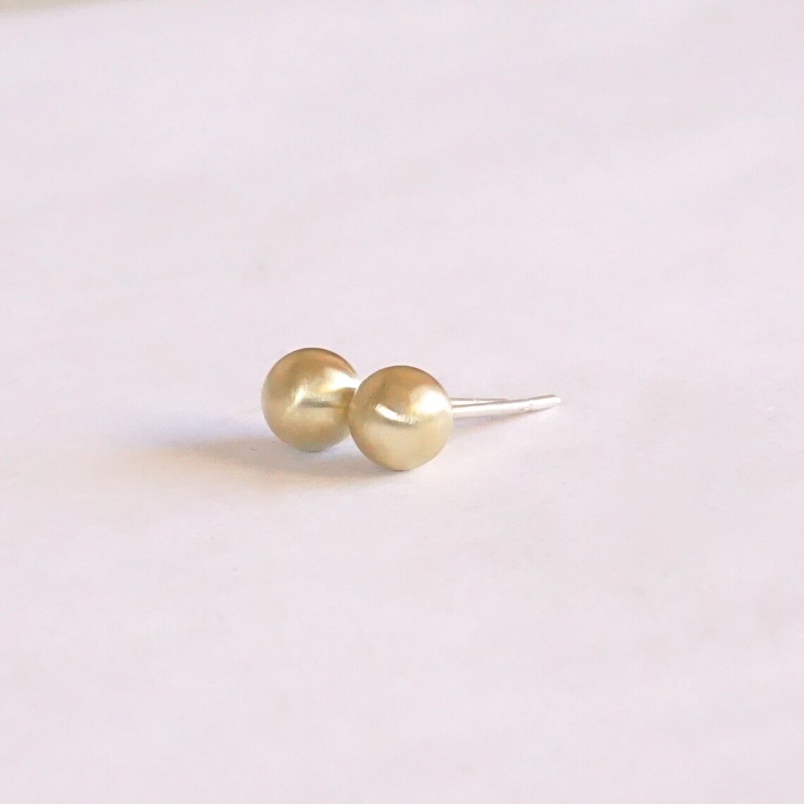 Solid Brass Ball Stud Earrings 6mm Brass Studs Tiny Gold Ball Etsy