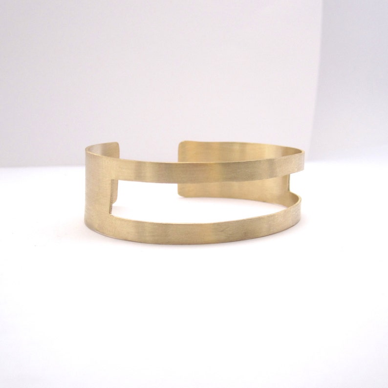 Gold Tone Square Open Cut Cuff Bracelet Oval Etsy