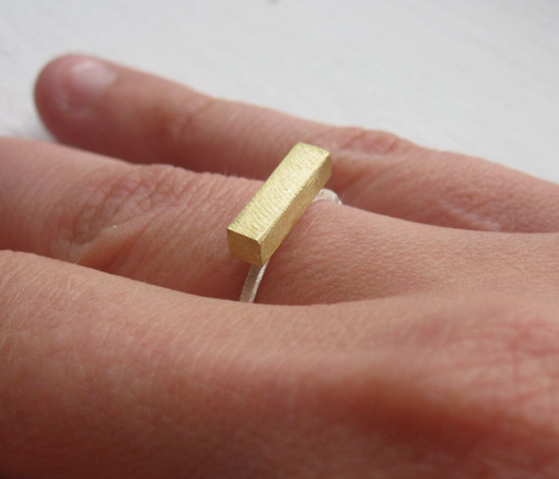 Thick Bar Ring Sterling Silver Ring With 11mm Brass Bar Thin Etsy