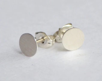 6mm, 7mm & 8mm Flat studs Tiny thin sterling silver flat circular studs earrings w/ sterling silver post ear nuts silver stud earring 0010