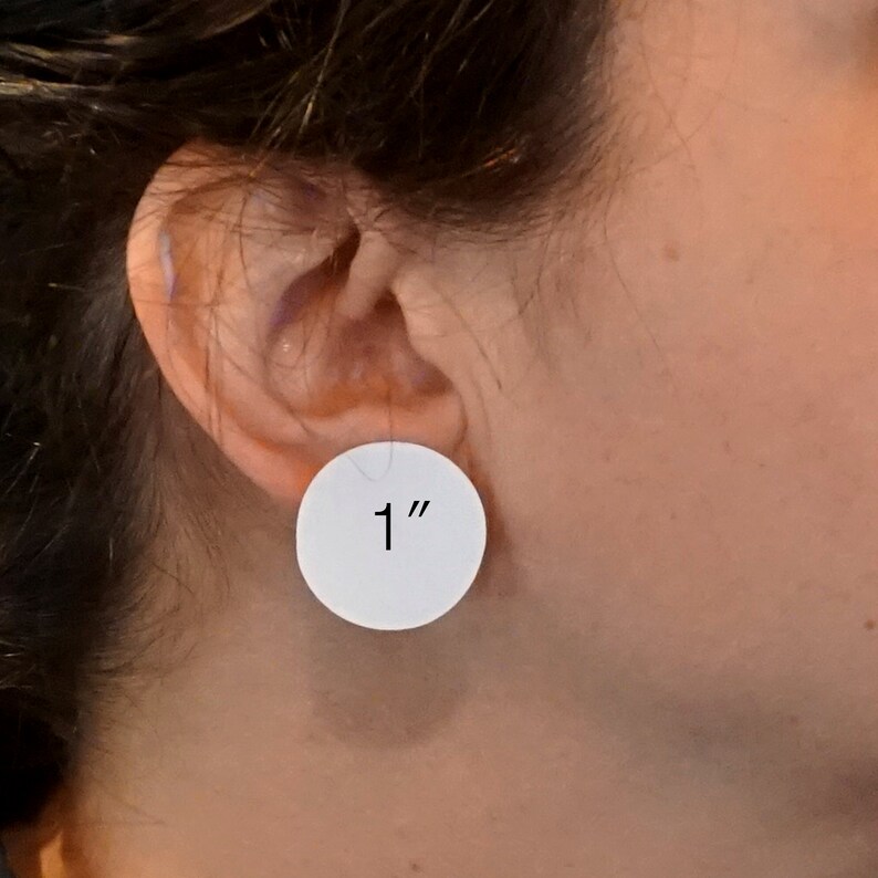 Extra Large 1" Circle Stud Earrings diagram on the ear 0256 Virginia Wynne Designs VWD