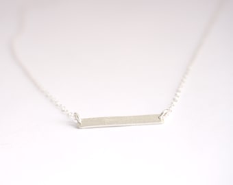 Personalized Flat Bar Sterling Chain Horizontal Bar Necklace Gold Layering Necklace Chain Skinny Gold Bar nameplate Necklace 0137