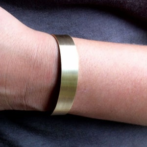 1/2 Rectangle Cuff Bracelet Honey colored plain brass cuff gold color minimal style everyday wear traditional 0075 image 4