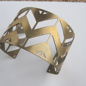 Geometric Chevron Cuff Bracelet Brass Cuff Bracelet Minimal Cutout Gold Colored Open Cuff Bracelet Great Gifts 0080