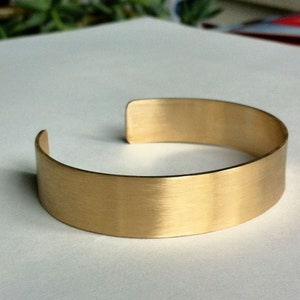 1/2 Rectangle Cuff Bracelet Honey colored plain brass cuff gold color minimal style everyday wear traditional 0075 image 1