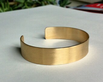 1/2" Rectangle Cuff Bracelet Honey colored plain brass cuff gold color minimal style everyday wear traditional 0075