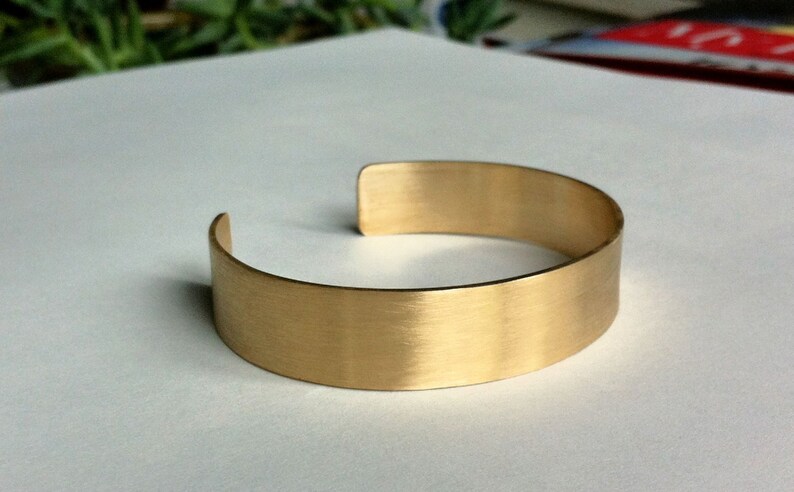 1/2 Rectangle Cuff Bracelet Honey colored plain brass cuff gold color minimal style everyday wear traditional 0075 image 1