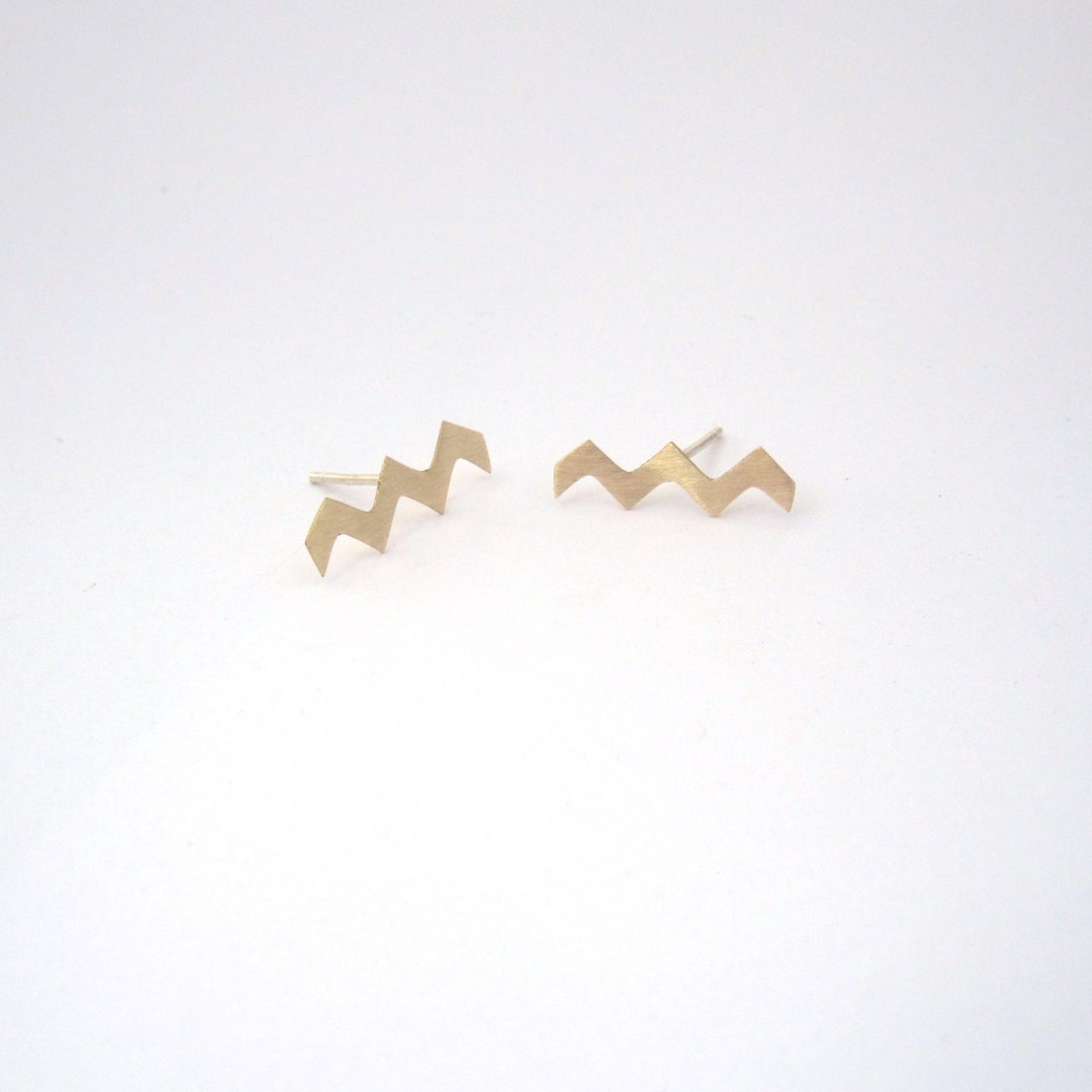 Zig Zag Stripe Studs Earrings Chevron Ear Studs Geometric Stud Etsy