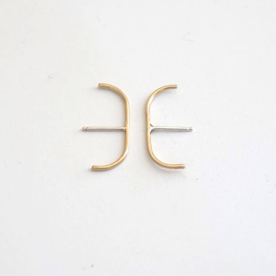 Thin Suspension Hoop Earring Round Double Suspender Earrings hook earrings  stud simple earring Wrap Hoop minimalistic 0233