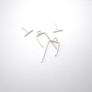 11mm Staple Line Bar Ear Jacket Stud earrings off the ear in solid .925 sterling silver 0144 Virginia Wynne Designs VWD