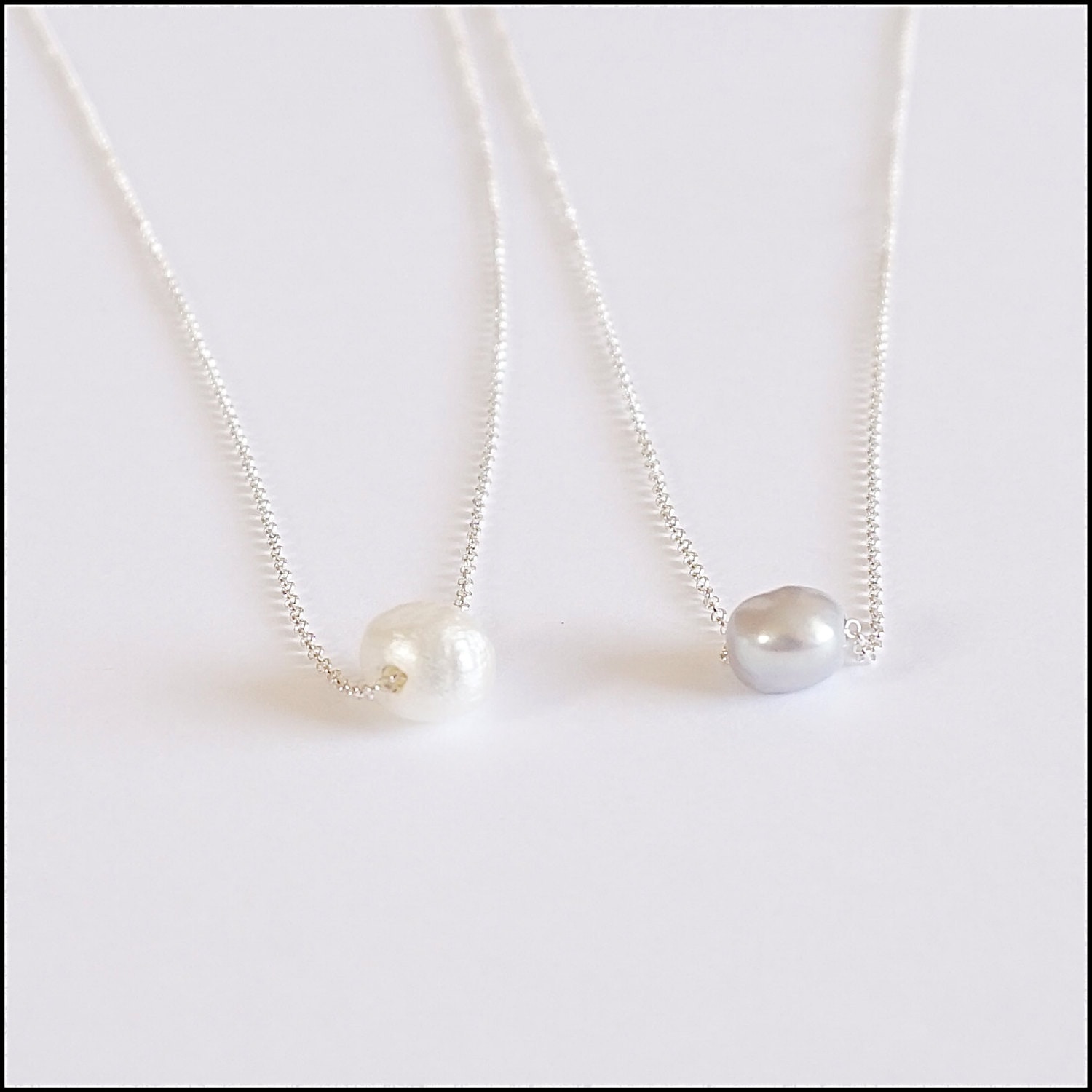 Floating Pearl Necklace Single Pearl Necklace Gift for Her - Etsy