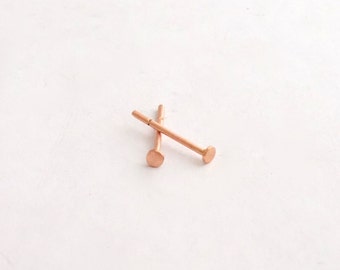 Solid 14k Rose Gold Stud Earrings 2mm 3mm 4mm 5mm 6mm flat 14k rose gold earrings pink stud geometric everyday Circle Studs Tiny Pebble 0132