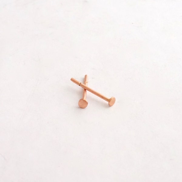 Solide 14k Rose Gold Ohrstecker 2mm 3mm 4mm 5mm 6mm flach 14k rose gold Ohrringe pink Ohrstecker geometrisch Alltag Kreis Ohrstecker Tiny Pebble 0132