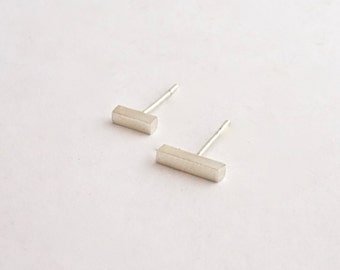 Thick Gift Set Bar Stud Earrings One pair 3/8" staple & one pair 1/4" staple studs earrings Sterling Silver post T studs, fun trendy 0166