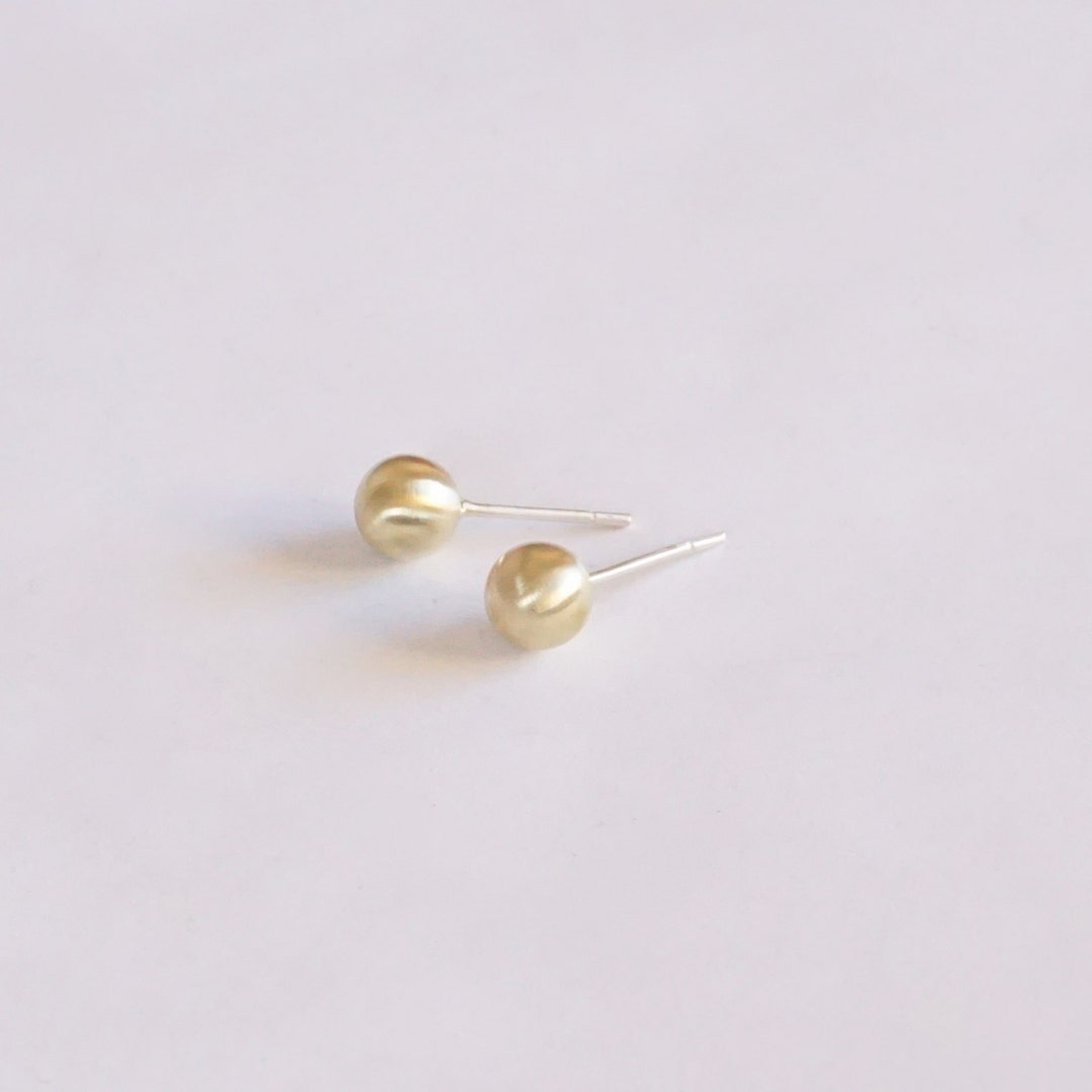 Solid Brass Ball Stud Earrings 6mm Brass Studs Tiny Gold Ball Stud