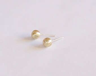 Solid Brass Ball Stud Earrings 6mm brass Studs Tiny Gold Ball Stud Earrings Minimalist Earring Silver Post Earrings 0201