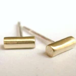 14K gold filled Mini 5mm Gold Colored Bar Studs with sterling silver post,sterling silver barrel studs, brass studs earrings 0037