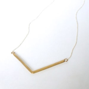 V Necklace Sterling Silver Triangle Geometric Necklace elegant Dainty Wide V Necklace Gold or Silver Layering Necklace Triangle Bar 0156