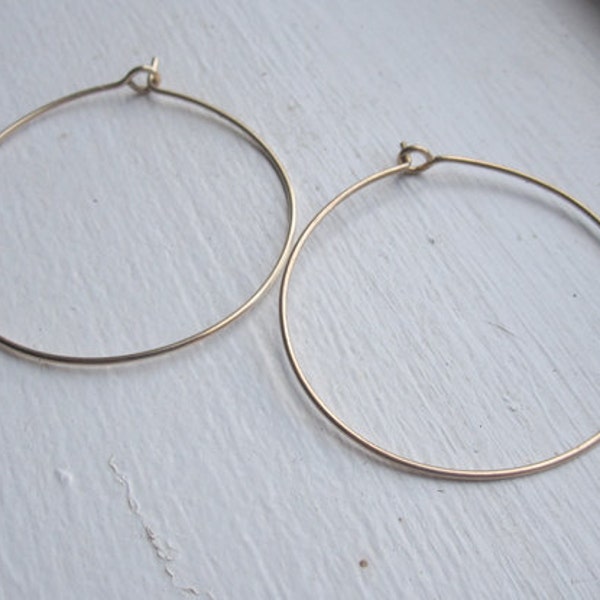Simple metal hoops  Hoop Earrings Plain Wire hoops Sterling Silver Gold Fill Rose Gold Fill basic circle earrings Pink gold Jewelry 0113