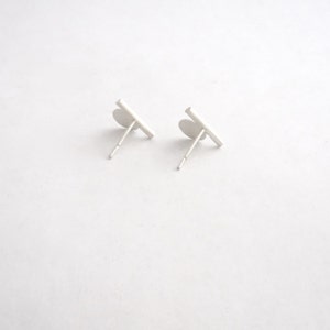 Sterling Silver Bar & Flat Circle Stud Earring, Sterling silver studs, silver ear wire with Sterling silver ear nuts 0169 image 3