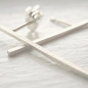 Pendientes cuadrados de botón – Barras rectas y finas – Regalo para joyería minimalista moderna / Pendientes largos y finos / Estilo 0025