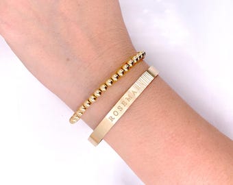 Monogram Cuff, Personalized Name, Mother's Day Gift, Small Cuff Bangle with Engraved Initials, Gift for Her, Engraved Cuff Bracelet 0380