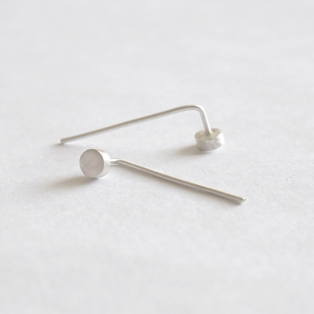 Solid Sterling Silver Round Stud Threader Earrings Silver Studs Silver ...