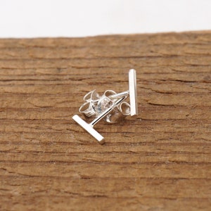 Bar Stud Earrings | 8mm Long 1mm Square Bar Earrings | Perfect Everyday Simple Jewelry | Handmade Minimalist Jewelry | Ideal Gift | 0117