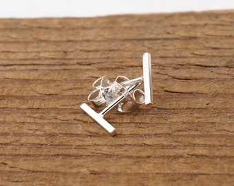 Bar Stud Earrings | 8mm Long 1mm Square Bar Earrings | Perfect Everyday Simple Jewelry | Handmade Minimalist Jewelry | Ideal Gift | 0117