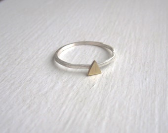 Geometric Triangle Ring Square band Thin Dainty Ring 1mm sterling silver ring square and brass 4mm triangle minimalist design 0131