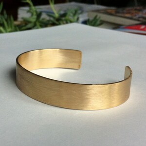 1/2 Rectangle Cuff Bracelet Honey colored plain brass cuff gold color minimal style everyday wear traditional 0075 image 3
