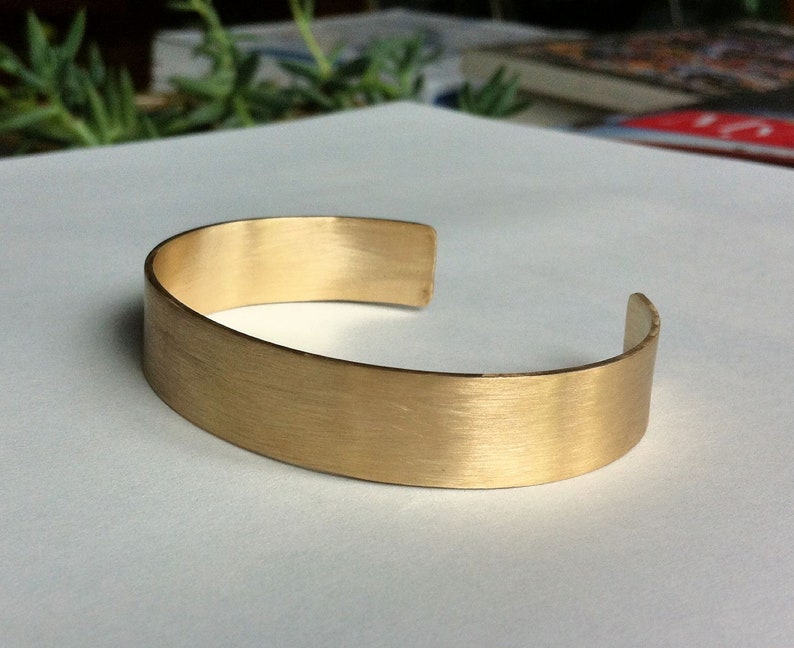 1/2 Rectangle Cuff Bracelet Honey colored plain brass cuff gold color minimal style everyday wear traditional 0075 image 3