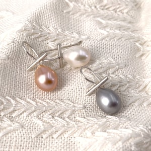 Sterling Silver French Hook Earring Ear Wire With Glue In Pearl - Foto 2