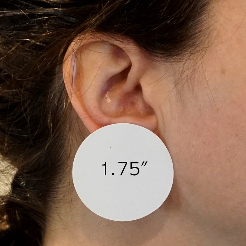 Extra Large 1.75" Circle Stud Earrings diagram on the ear 0256 Virginia Wynne Designs VWD