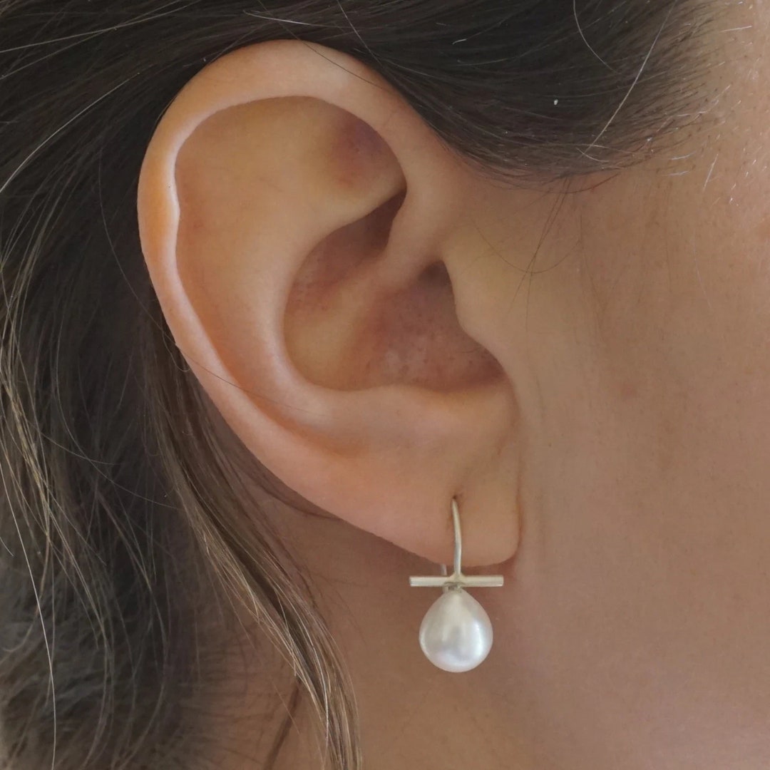 【HYERES LOR】Noailles Silver circle Bar earring 15cm Short_Minimalist_Circle_Earrin